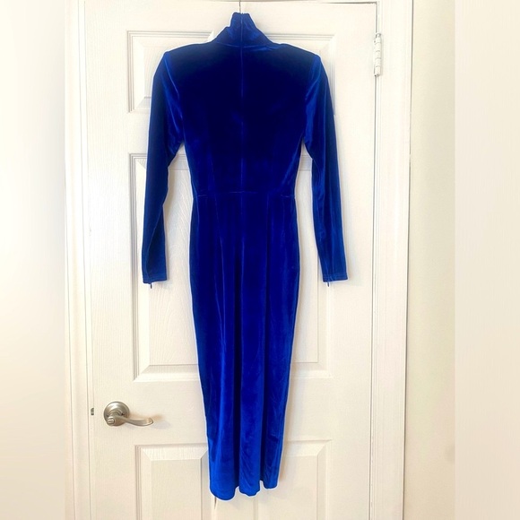 Brand new never worn velvet high neck long sleeve dress - Blue - Size Small - Picture 2 of 4
